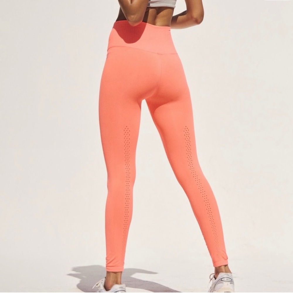 Free People Good Karma Neon Coral High-Waisted Leggings